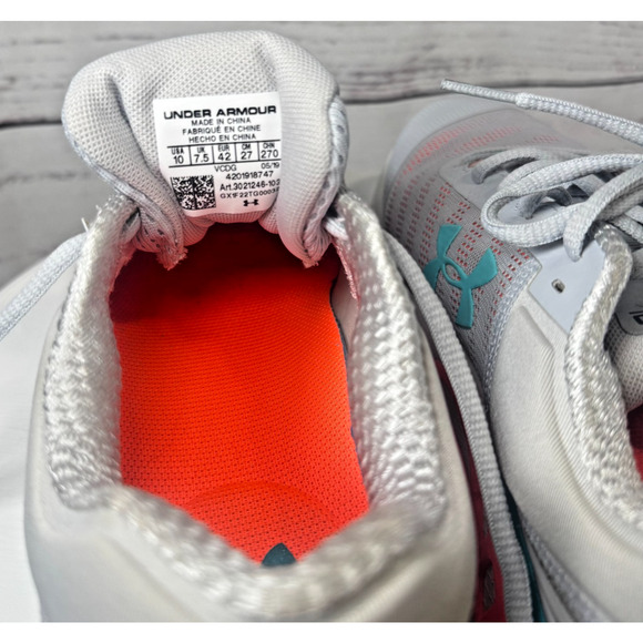 Under Armour Charged Europa 2 Women’s Running Shoes Gray, Aqua, Orange 10 - Picture 8 of 9